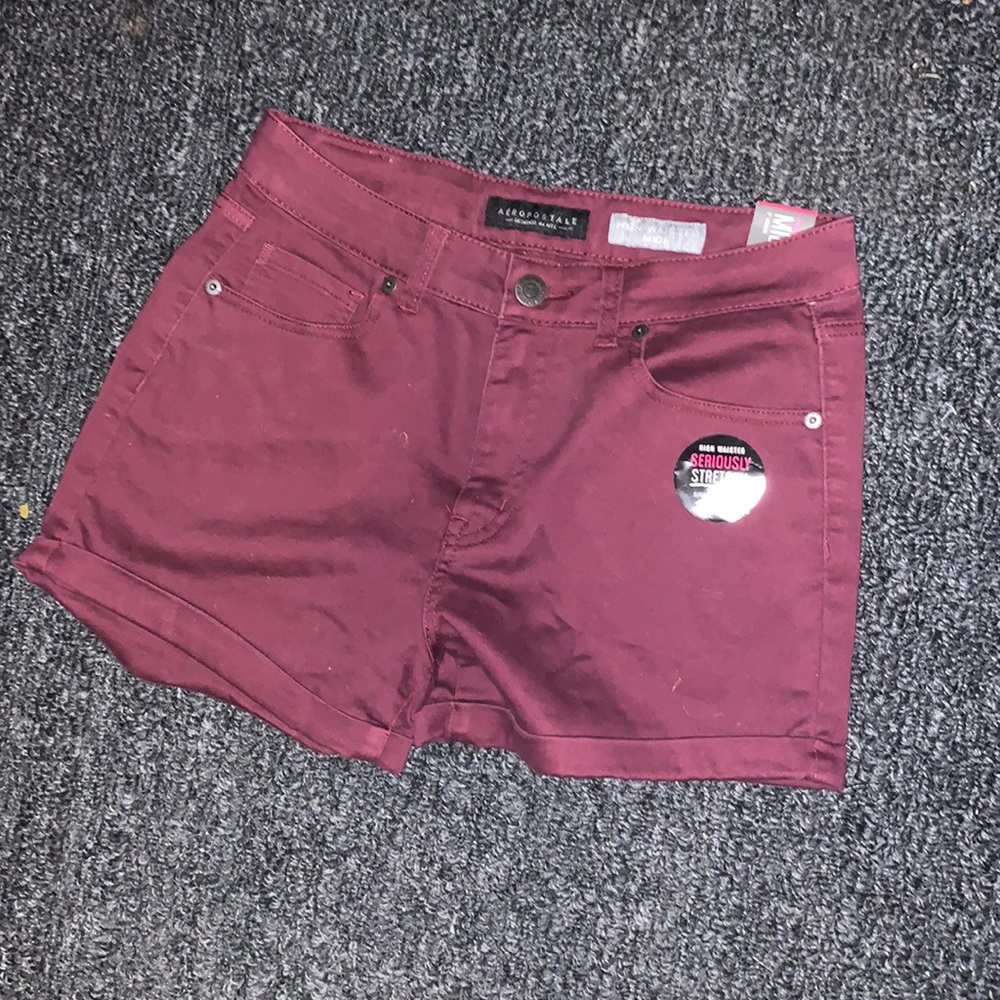 Maroon Aeropostale High-Waisted Jean Shorts
